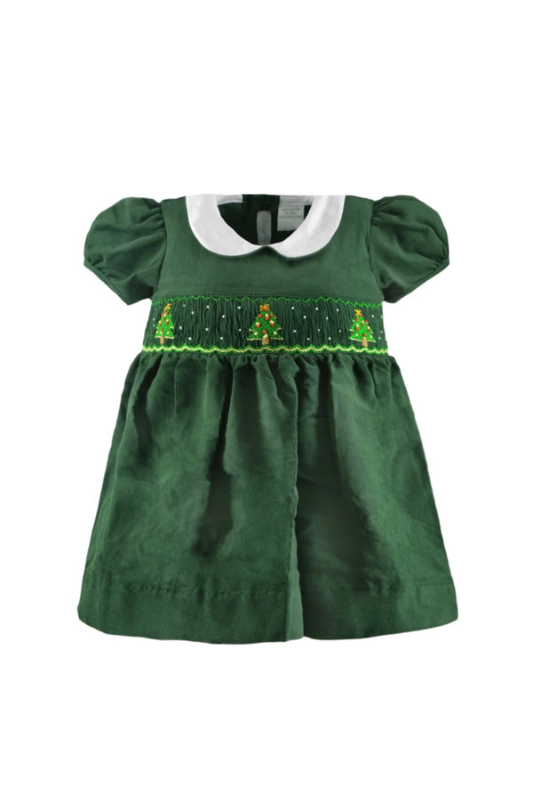 Wholesale Smocked Christmas Trees Baby Girl Short Sleeve Dress Wholesale Smocked Christmas Trees Baby Girl Short Sleeve Dress