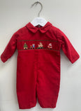 Wholesale Smocked Santa Scene Baby Boy Long Romper - Imagewear
