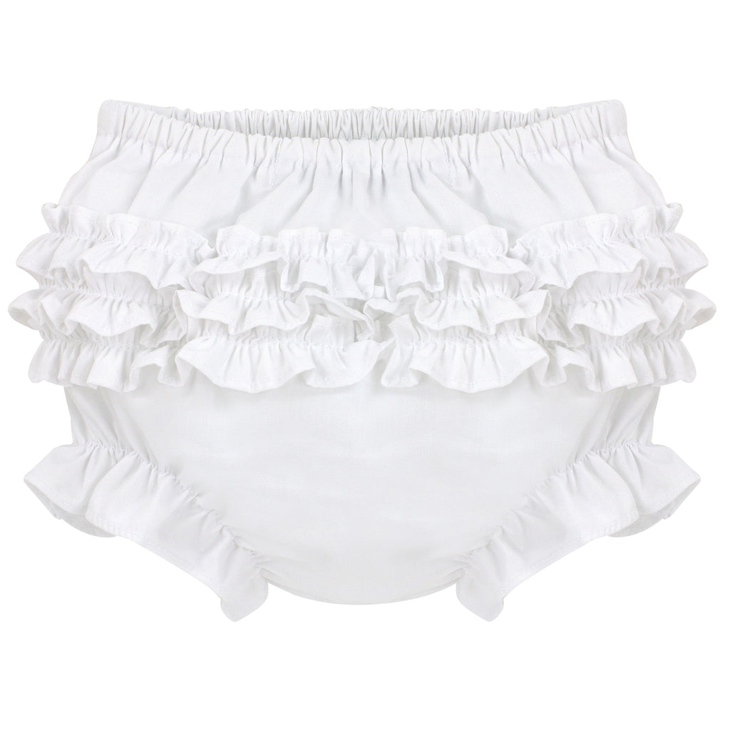 Wholesale White Bloomers with Ruffles Knitted Panty Diaper Cover - Imagewear