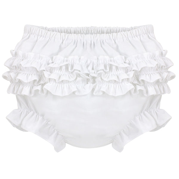 Wholesale White Bloomers with Ruffles Knitted Panty Diaper Cover - Imagewear