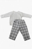 Wholesale White & Gray Heathered Plaid Baby Boy Pant Set - Imagewear