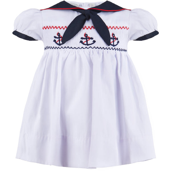 20022-Smocked Anchors Baby Girl Dress