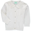  Cotton Cashmere Girl Cardigan White with Lace Collar, , Julius Berger, Imagewear 