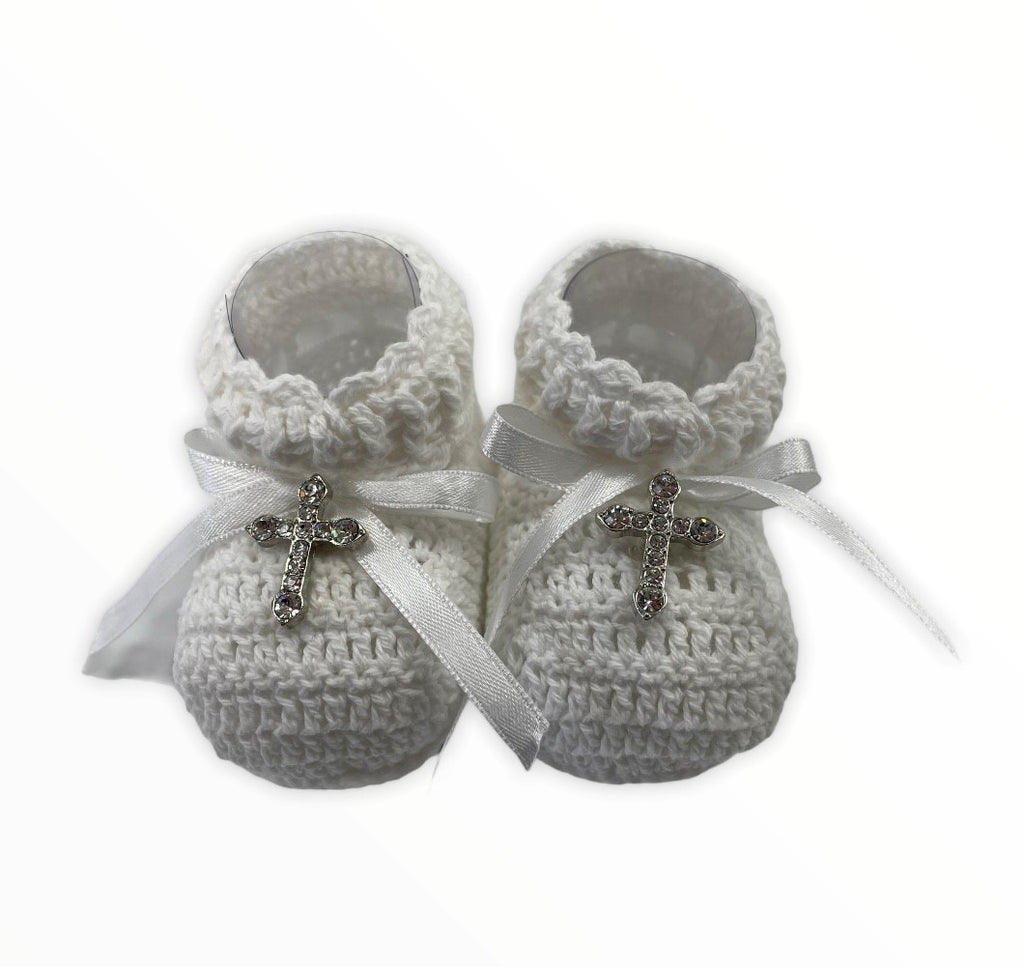 Crochet Baby Shoes w/Cross