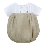 Tan Tuck Romper with Bonnet