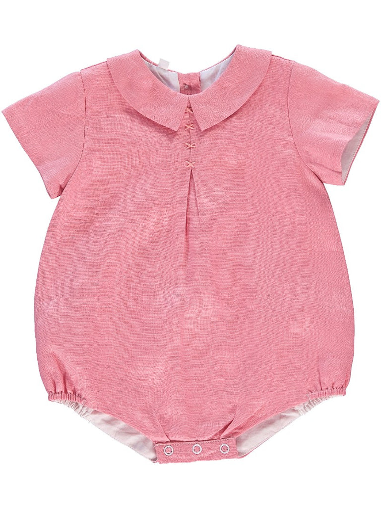 Wholesale Linen Pleated Pink Baby Girl Bubble - Imagewear