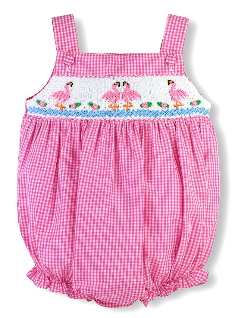 Smocked Flamingos Baby Girl Bubble - Imagewear