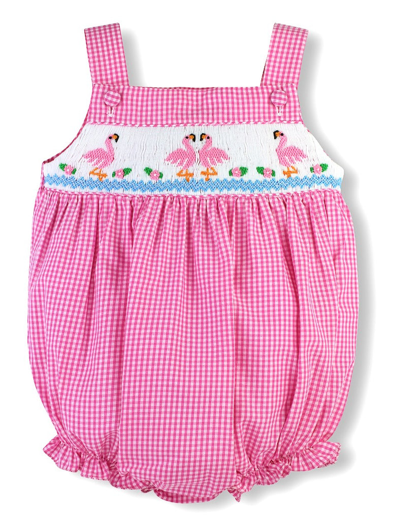 Smocked Flamingos Baby Girl Bubble - Imagewear