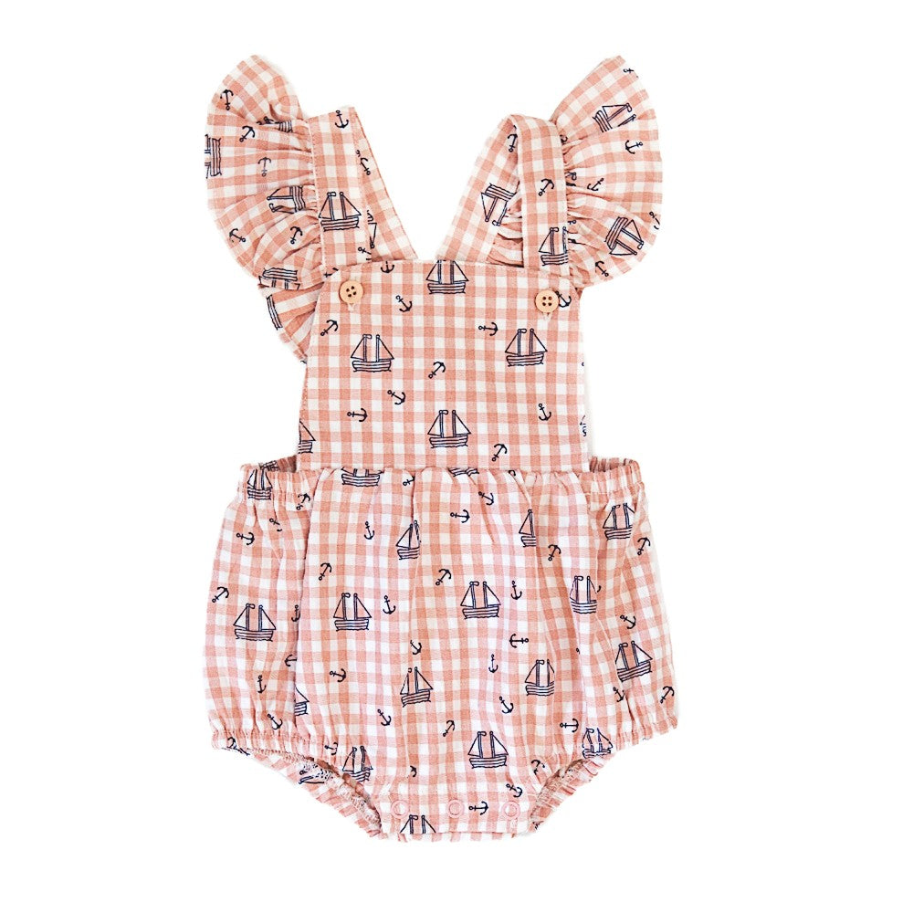 Wholesale Sleeveless Nautical Boat Ruffle Baby Girl Bubble - Imagewear