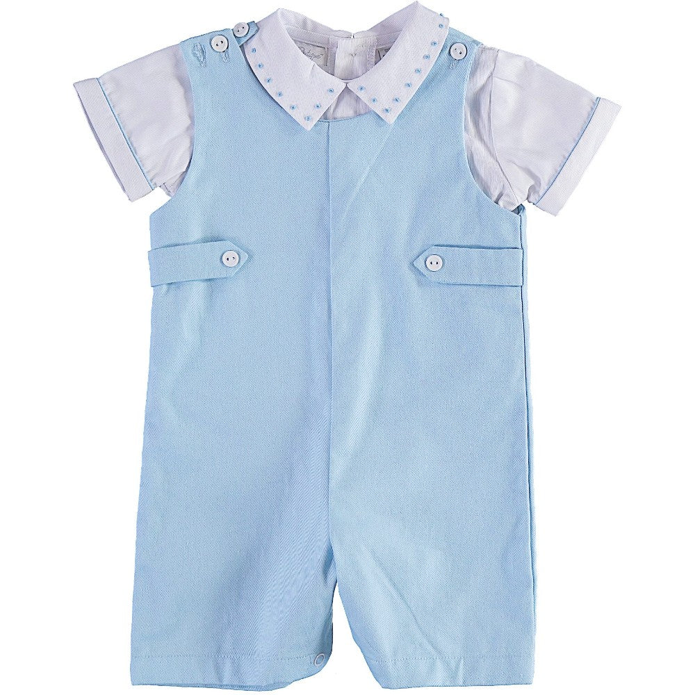 Wholesale Swiss Blue Shortall Baby Romper with Shirt - Imagewear