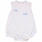  White Easter Shadow Baby Bubble Romper with Bonnet - ImageWear