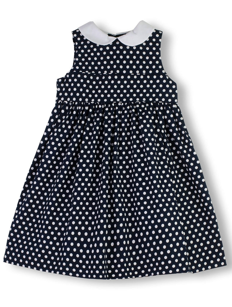 Wholesale Navy Polka Dot Girl Dress (Toddler & Youth) - Imagewear
