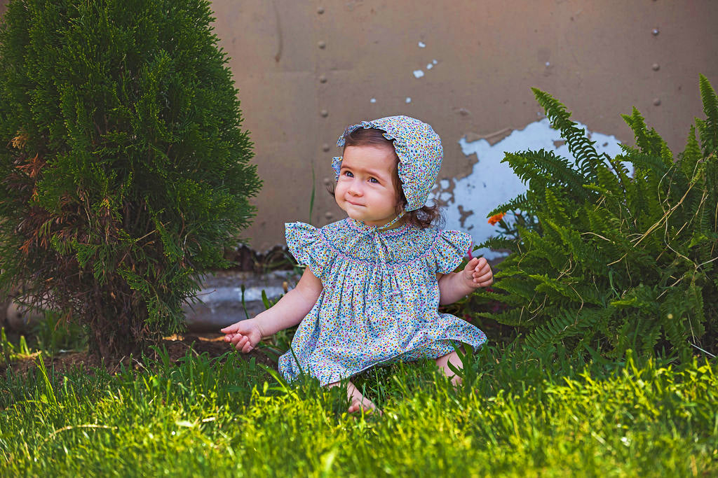 Full Floral Bishop Dress with Bonnet Baby Girl - Imagewear 