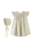 Full Floral Bishop Dress with Bonnet - Imagewear 