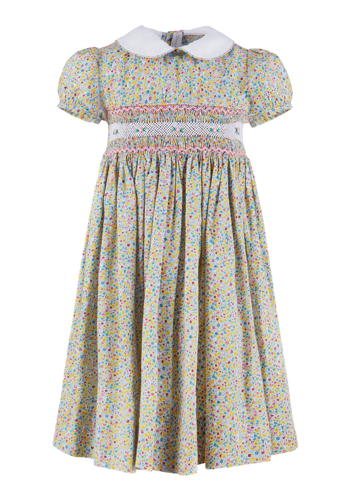 Green Full Floral Yoke Dress Toddler - Imagewear