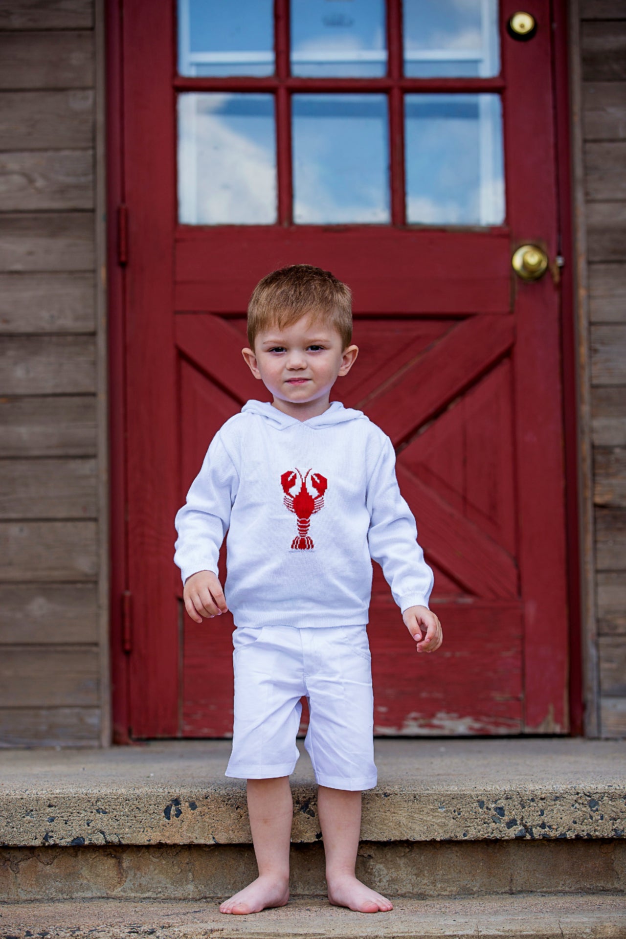 Kickin Crawfish Hooded Toddler Boy Sweater White - Imagewear