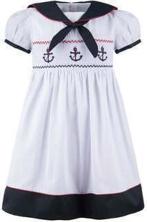 20022T-Smocked Anchors Toddler Girl Dress