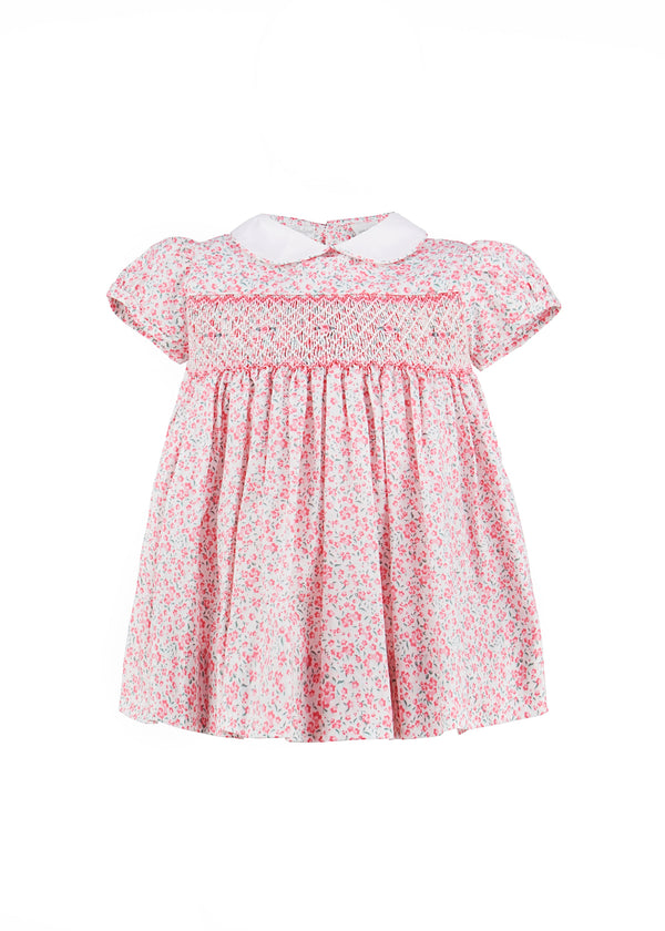 Wholesale Popping Pink Floral Yoke Dress (Newborn & Infant) - Imagewear 