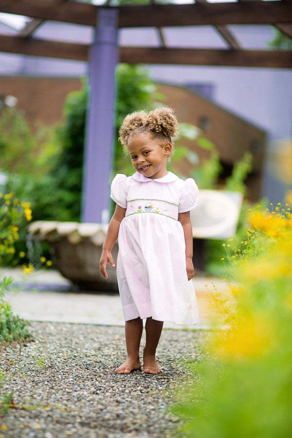 toddler spring dress Gubotare Girls Baby Girl Outfit Embroidery Smocked Dress Playwear Sundress Size 3-4t (Pink,3-4 Years) No bunching or itching Wholesale Classic Easter Smocked Bunnies