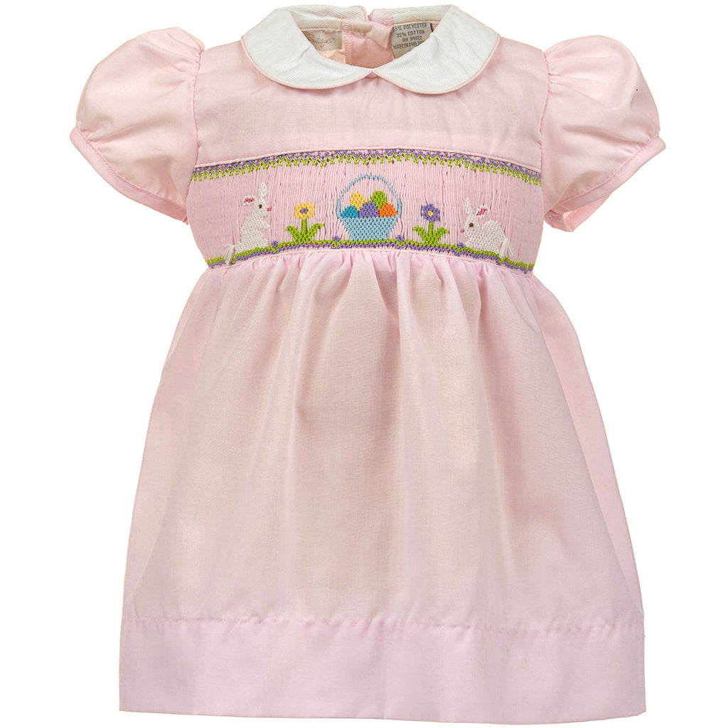 Classic Easter Smocked Bunnies Yoke Toddler Dress - Imagewear