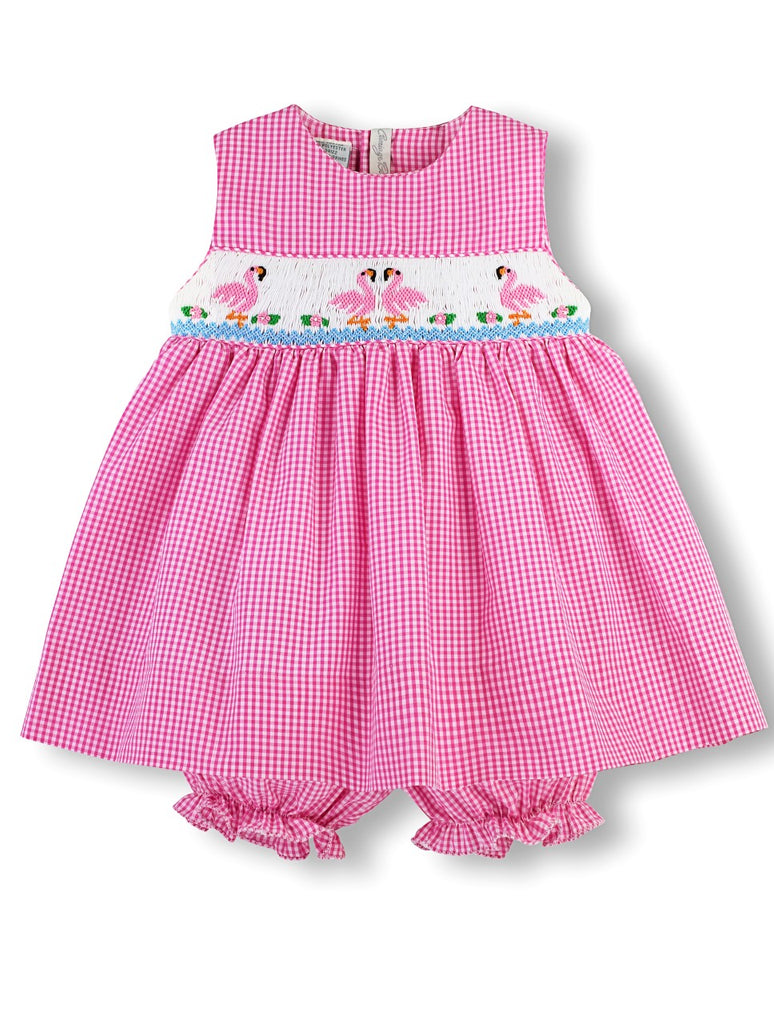 Wholesale Smocked Flamingos Baby Girl Dress - Imagewear